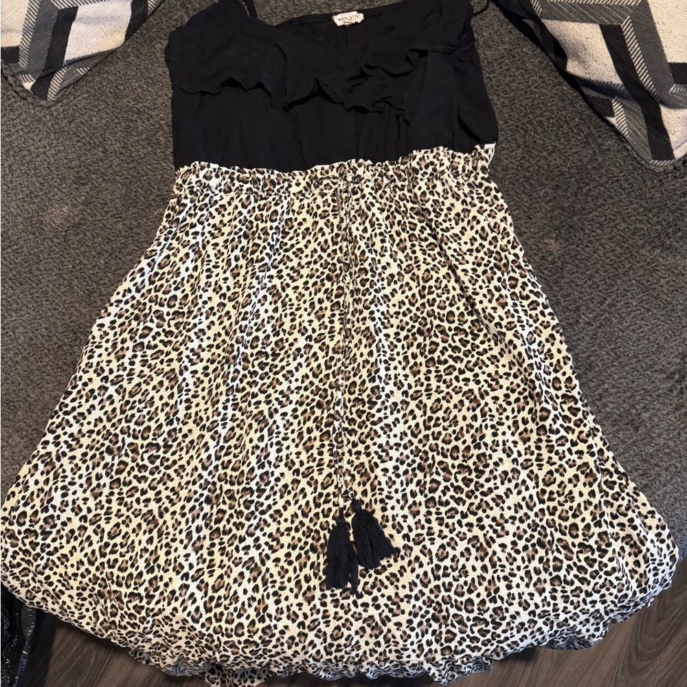 Leopard Print Dress with Black Top